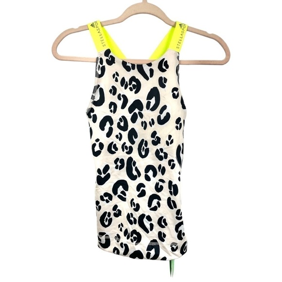 NWT Stella Sport Adidas Echo Pink Leopard Print Tank Top w/Built in Bra Size XS - Picture 2 of 7